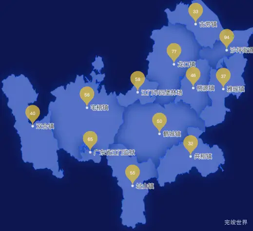 echarts江门市鹤山市geoJson地图水滴状气泡图